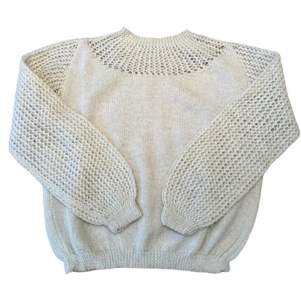 𝅺HANDMADE Handknit Beige Sweater Fair Isle Sweater Size L
